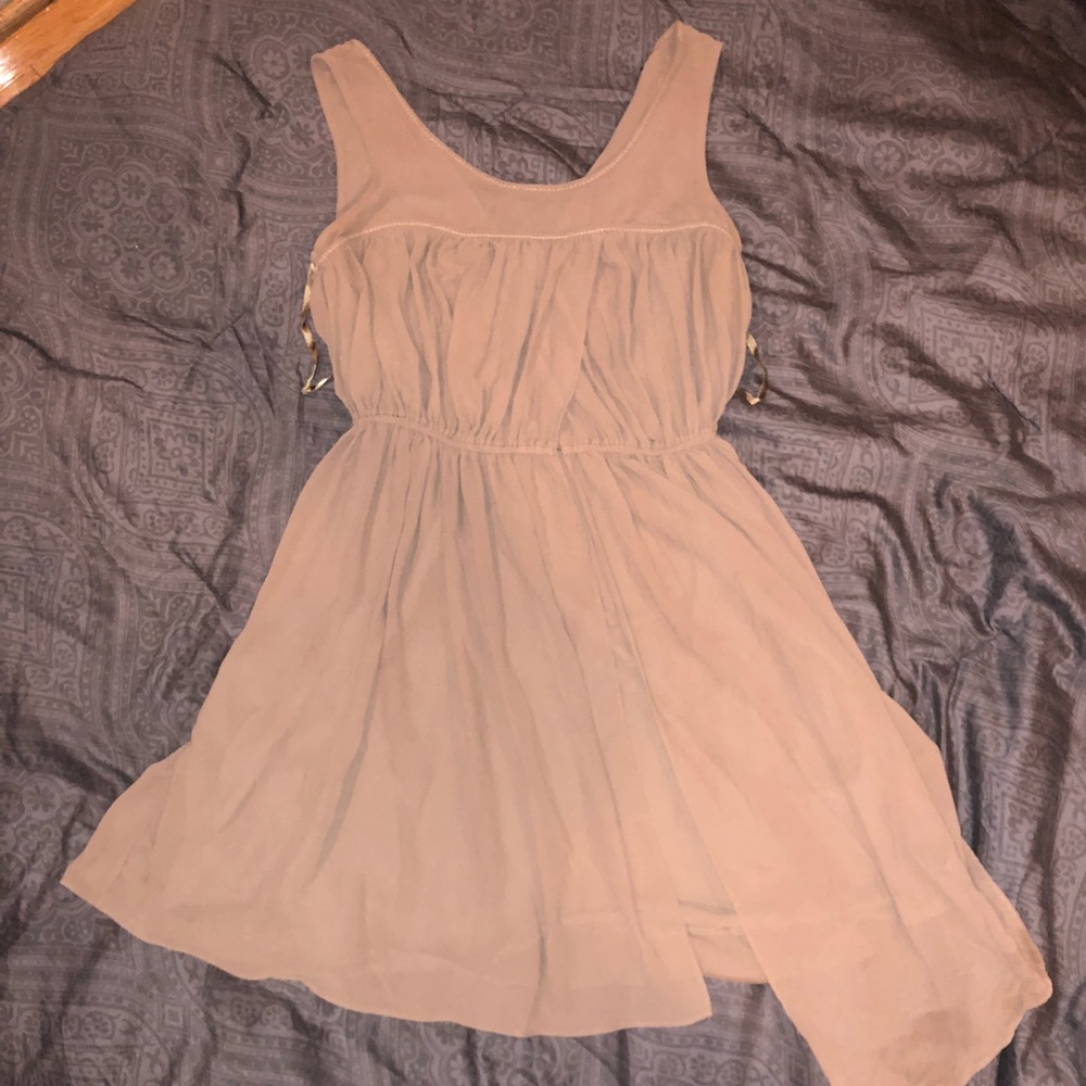 Brown chiffon dress.